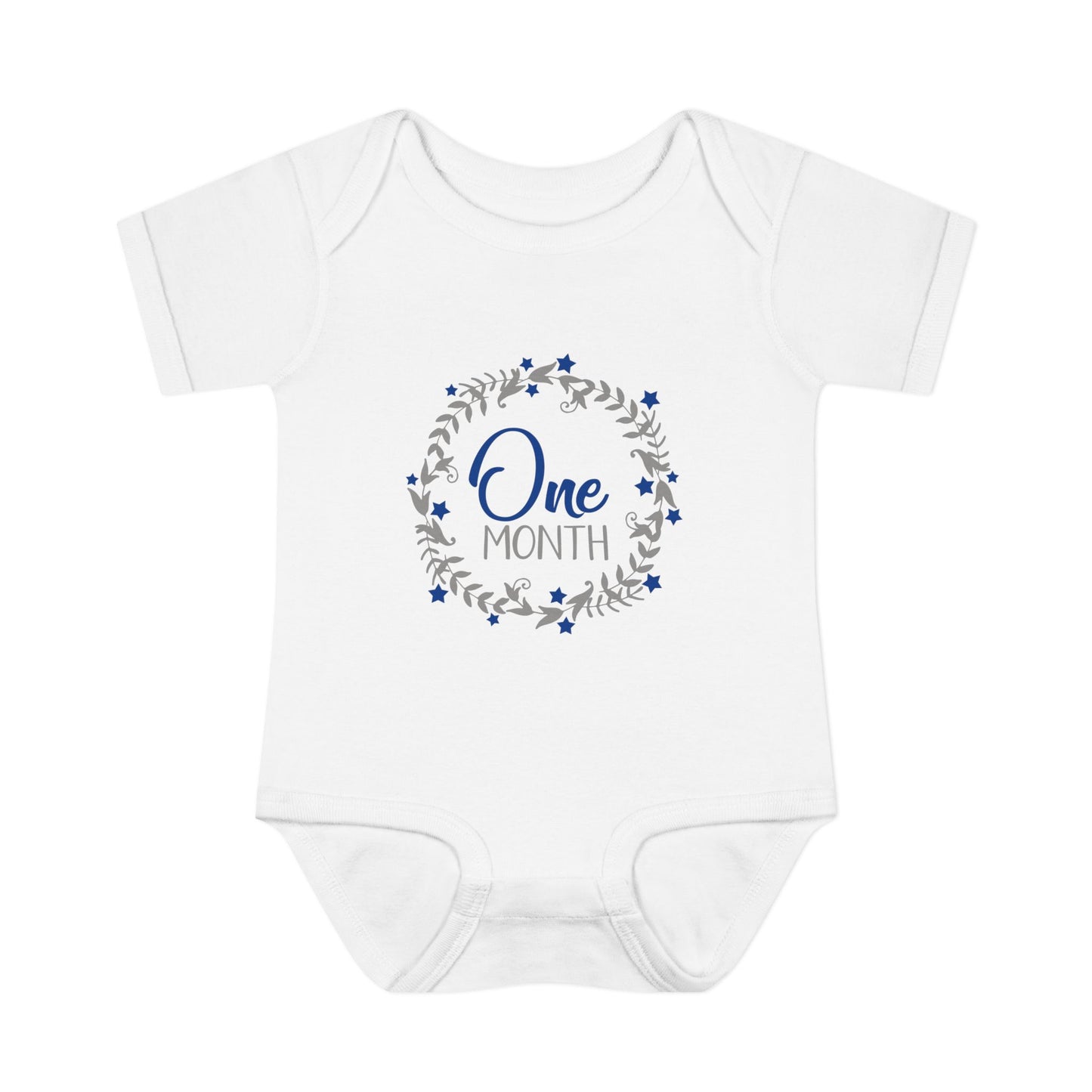 Blue Milestone Wreath Onesie-One Month