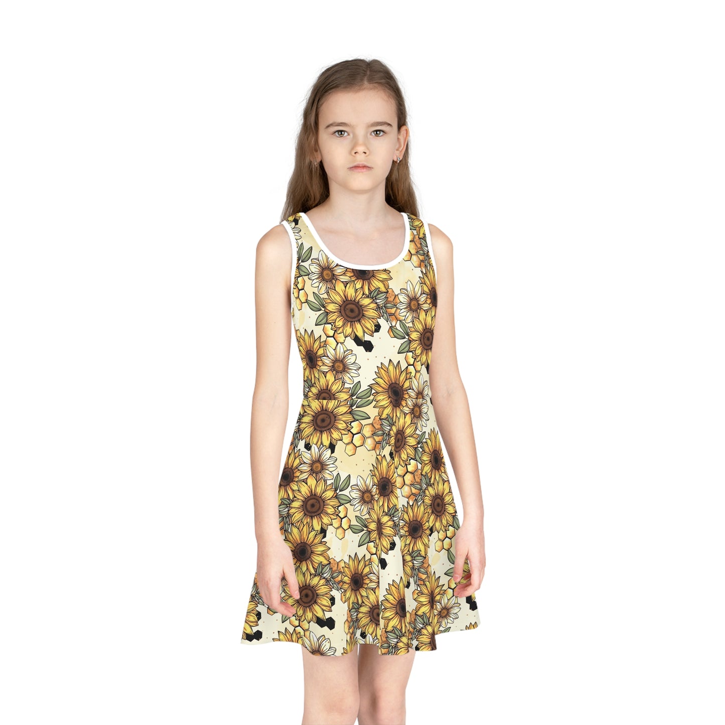 Honeycombs & Sunflowers Girls' Sleeveless Sundress