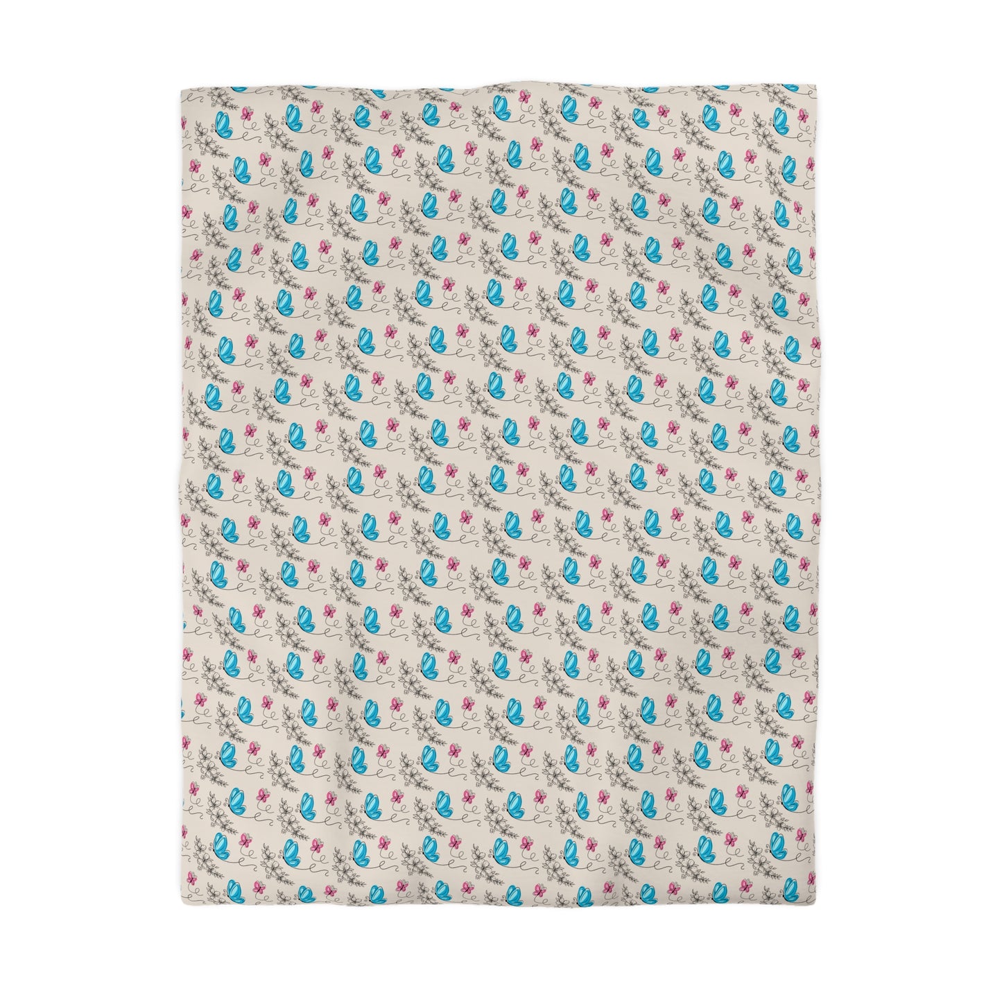 Butterfly Doodles Microfiber Duvet Cover