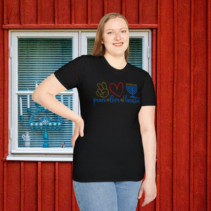 Peace Love Hanukkah Adult T-shirt
