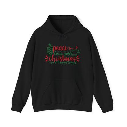 Peace Love & Joy Christmas Adult Heavy Blend™ Hooded Sweatshirt