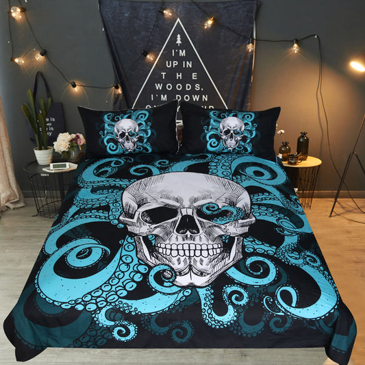 Octopus Skull Duvet Cover 3Pc Bedding Set