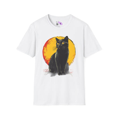 Black Cat Over Full Moon Adult T-shirt