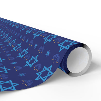 Menorah/Star of David 3 Hanukkah Wrapping Paper