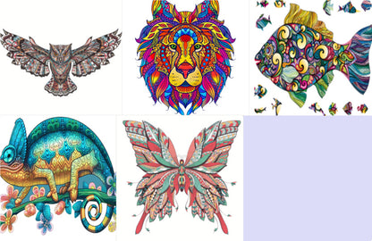 Assorted Animal-Shaped Wooden Puzzles