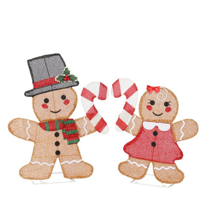 Lighted Gingerbread Man Couple Lighted Christmas Display