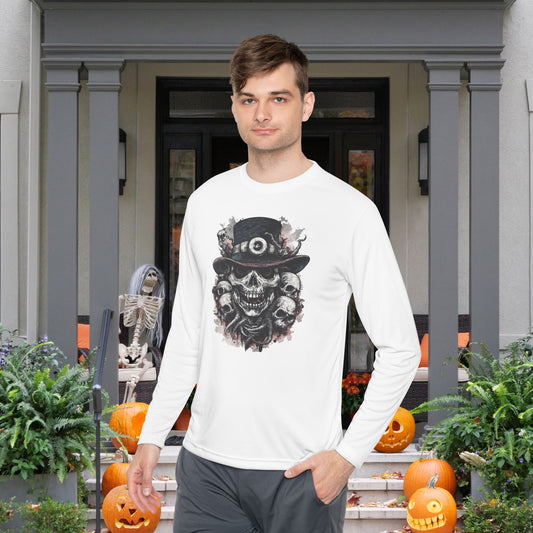 Creepy Skull w/Top Hat Adult Long Sleeve Tee