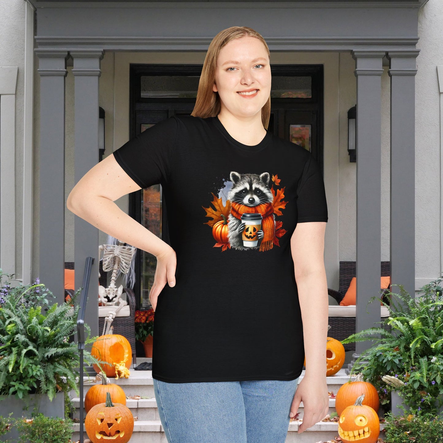 Halloween Raccoon Adult T-shirt