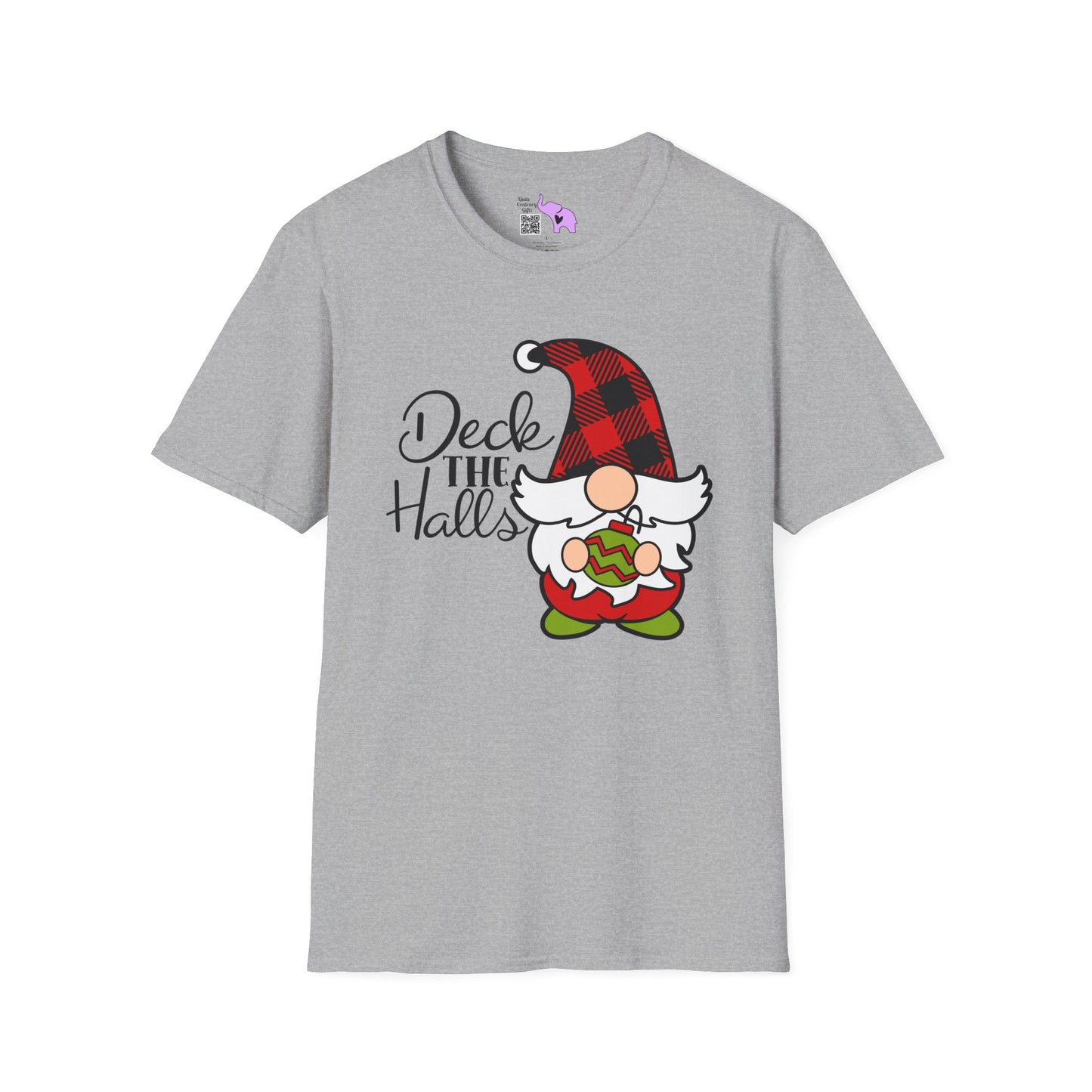 Deck the Halls Plaid Gnome Adult T-shirt