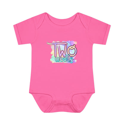 Pastel Wild One Milestone Baby Bodysuit-Two Weeks