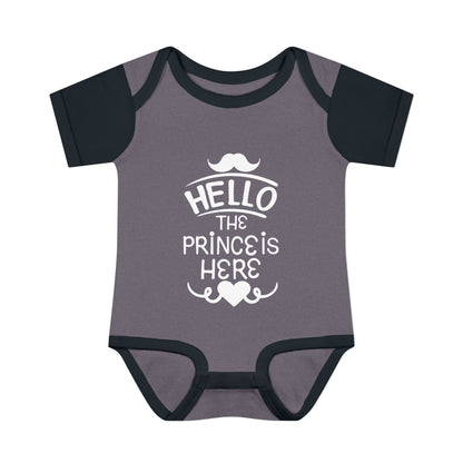 Hello The Prince Is Here Infant Baby Rib Bodysuit