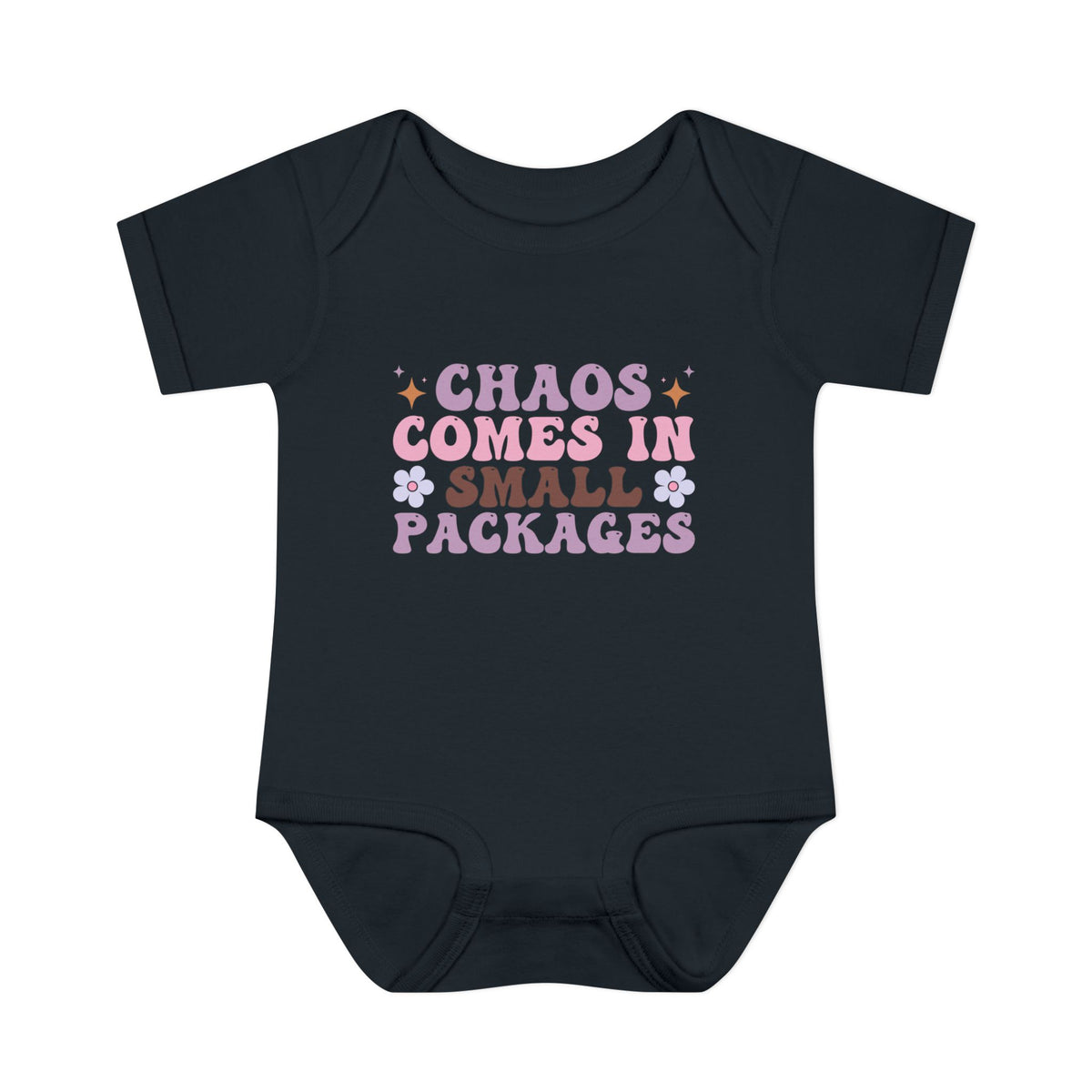 Chaos Comes In Small Packages Baby Rib Bodysuit
