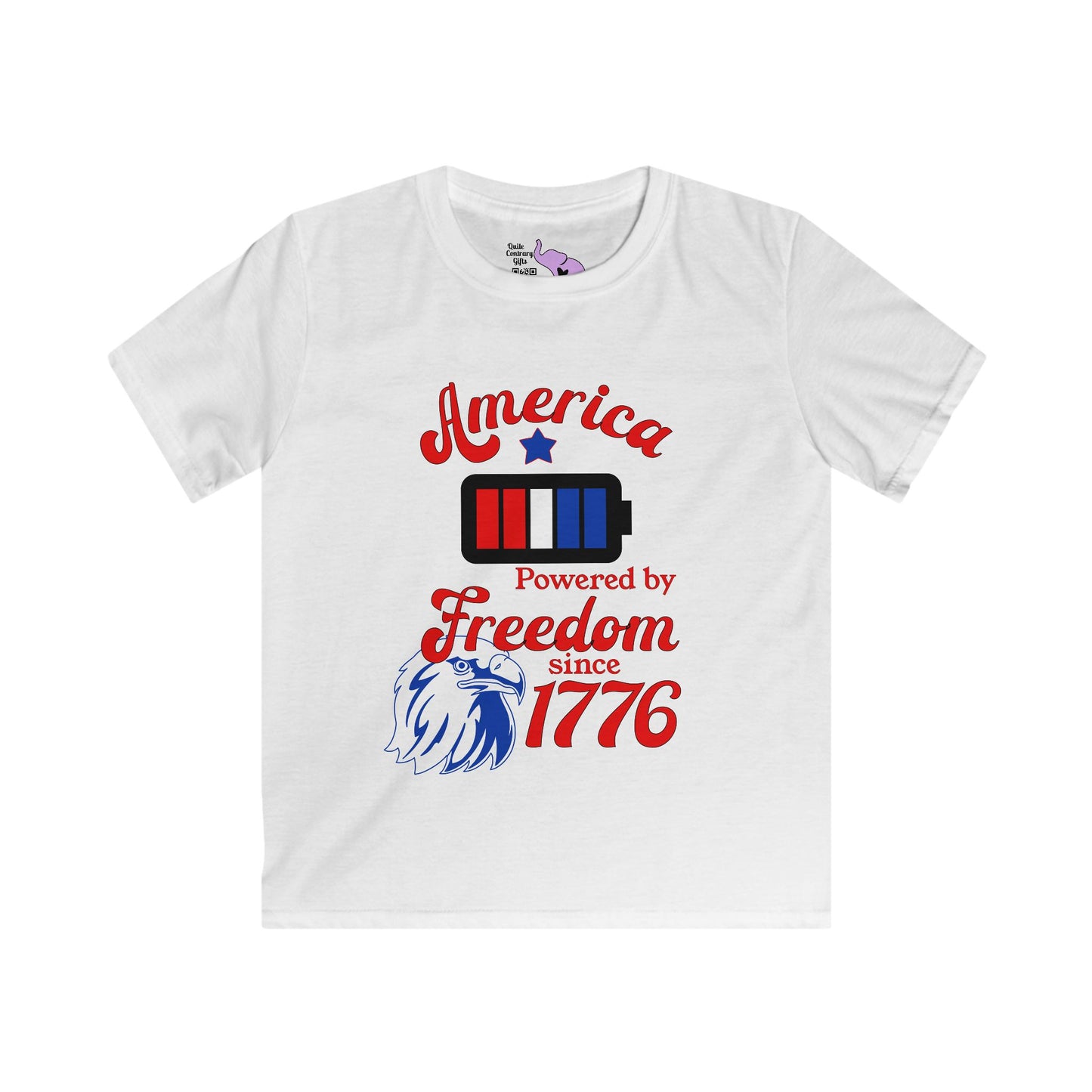 America Powered By Freedom Since 1776 Youth Softstyle Tee