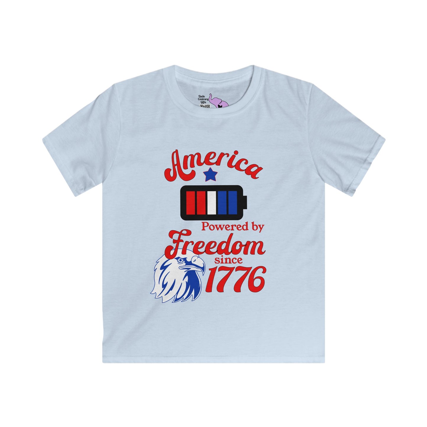 America Powered By Freedom Since 1776 Youth Softstyle Tee