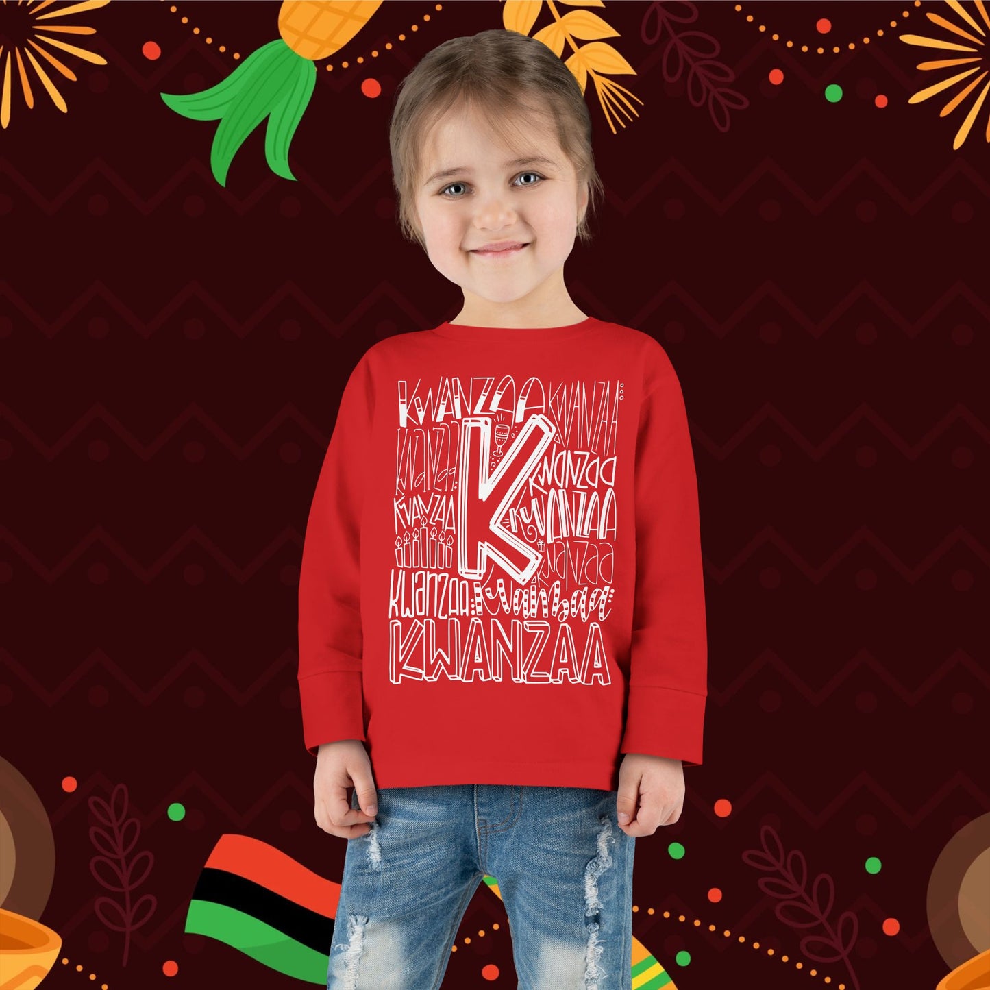 Kwanzaa Wordcloud Toddler Long Sleeve Tee