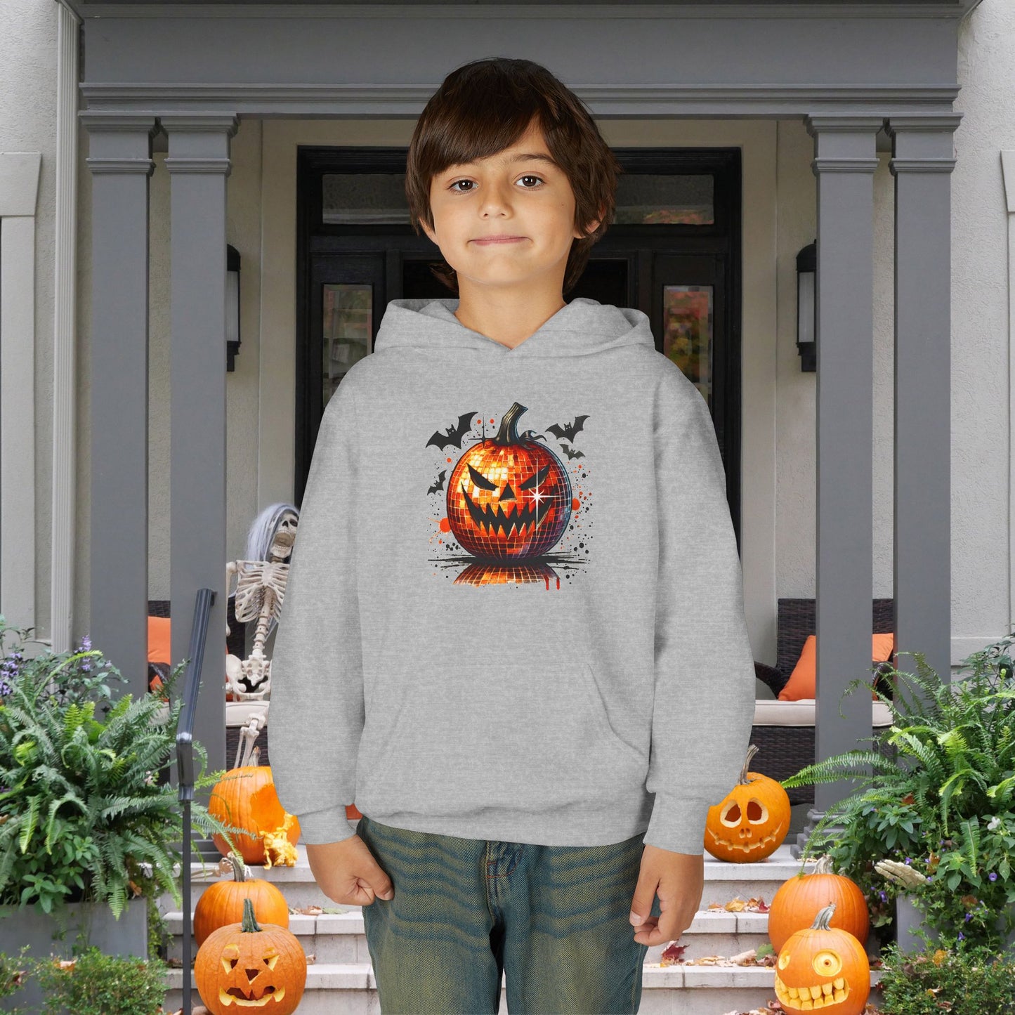Halloween Disco Pumpkin Youth Heavy Blend Hooded Sweatshirt