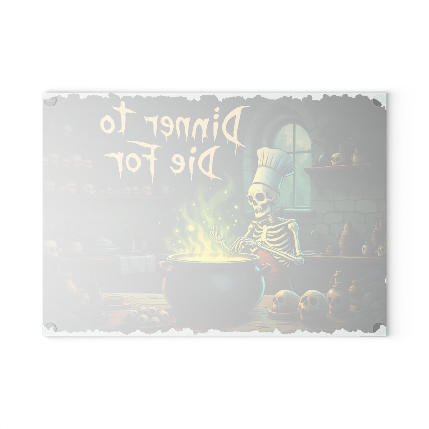 Dinner to Die For Glass Cutting Board