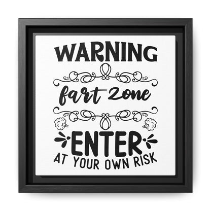 Warning Fart Zone Enter At Your Own Risk Framed Canvas Bathroom Art
