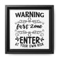 Warning Fart Zone Enter At Your Own Risk Framed Canvas Bathroom Art
