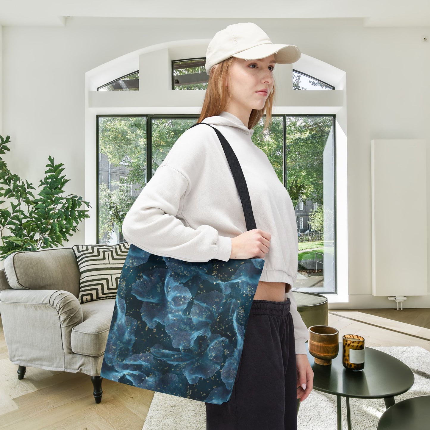 Midnight Sheer & Lace Canvas Tote Bag