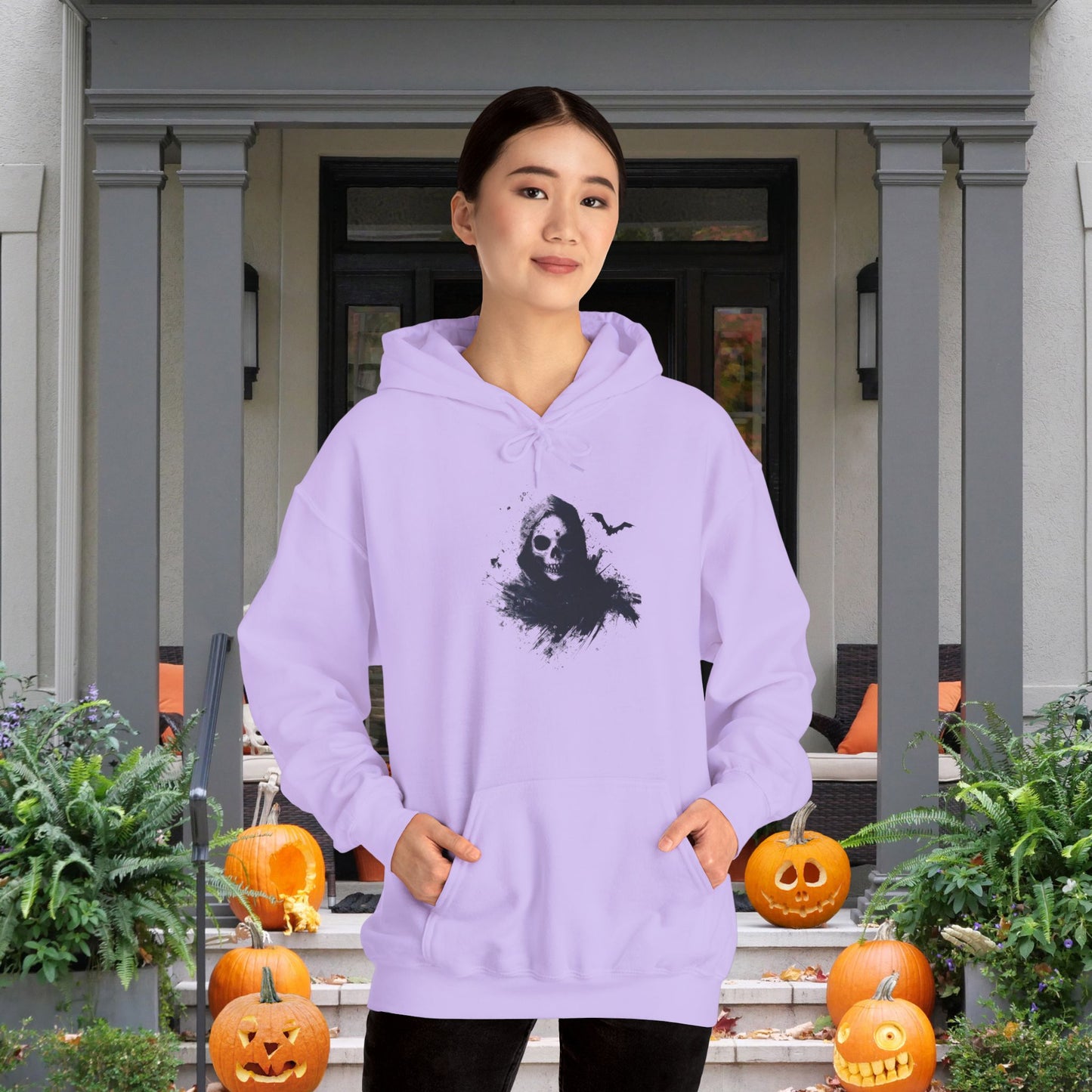 Creepy Death Skull Heavy Blend™ Hooded Sweatshirt