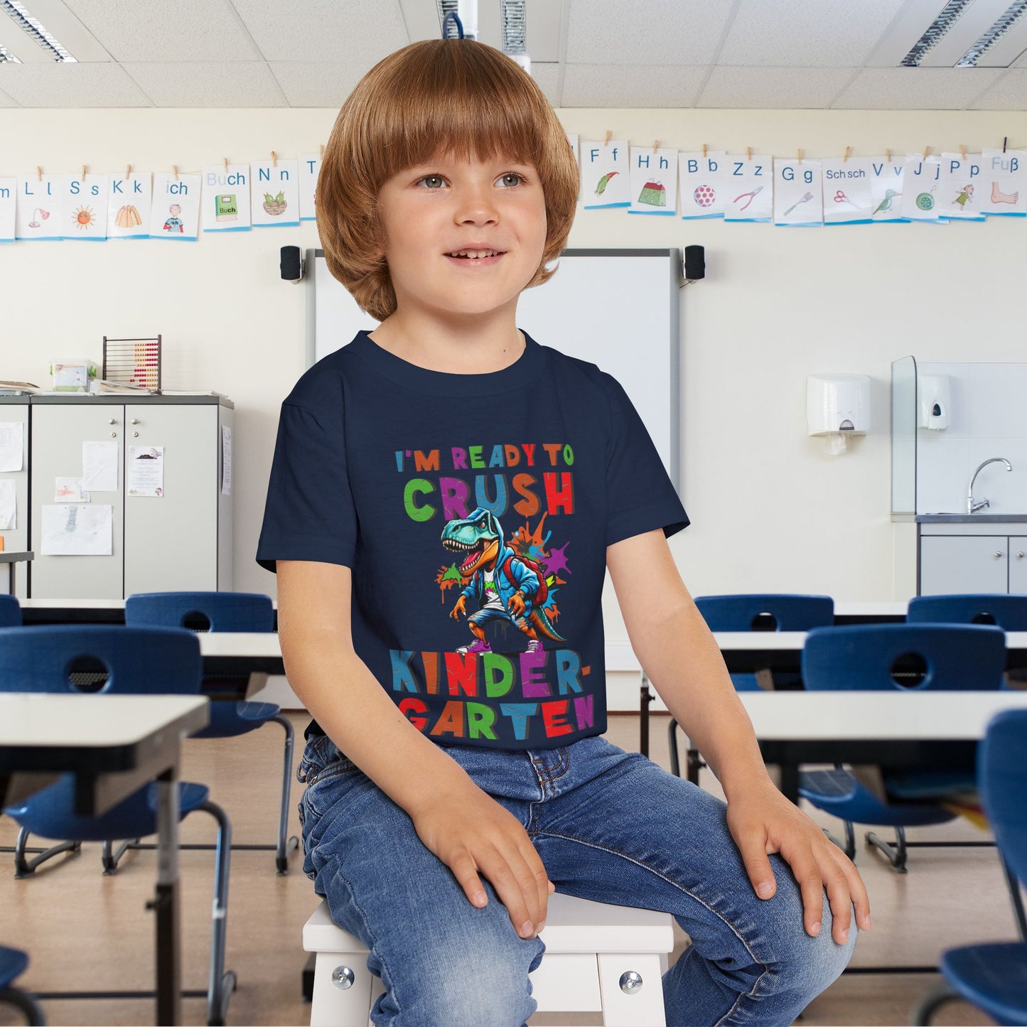 I'm Ready to CRUSH Kindergarten Dinosaur Heavy Cotton™ Toddler T-shirt