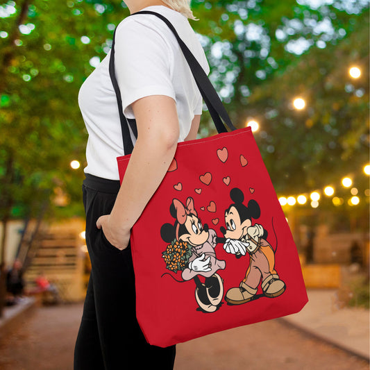 Valentine Mickey Loves Minnie Canvas Tote Bag