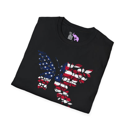 American Flag Butterfly Adult T-shirt