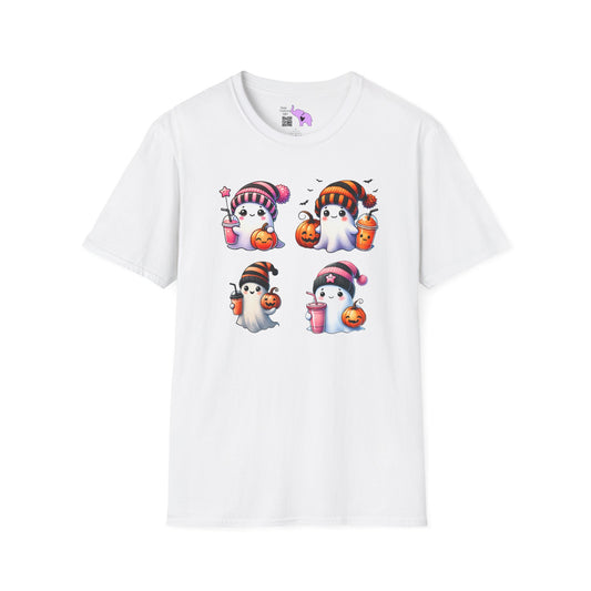 Cute Ghosts w/Pumpkins Adult T-shirt