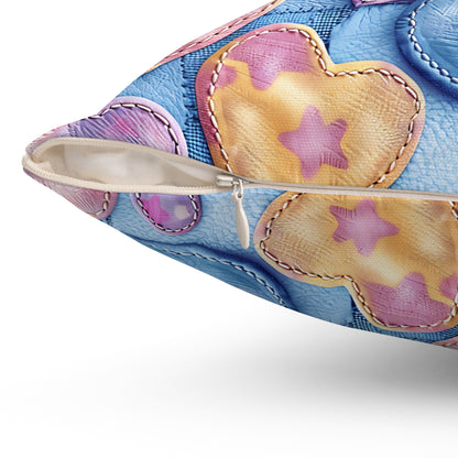 Color Pop Stitched Hearts Throw Pillow