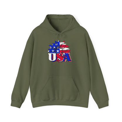 USA Red White & Blue Sunflower Heavy Blend™ Hooded Sweatshirt
