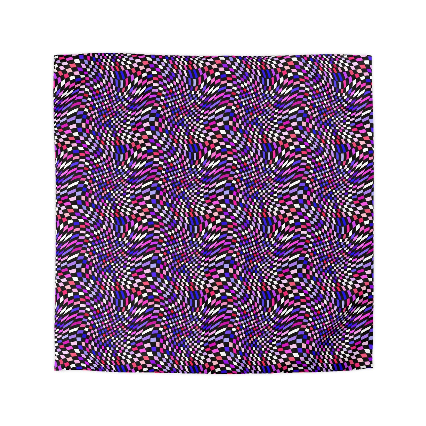 Warped Purple Checkered Microfiber Duvet Cover