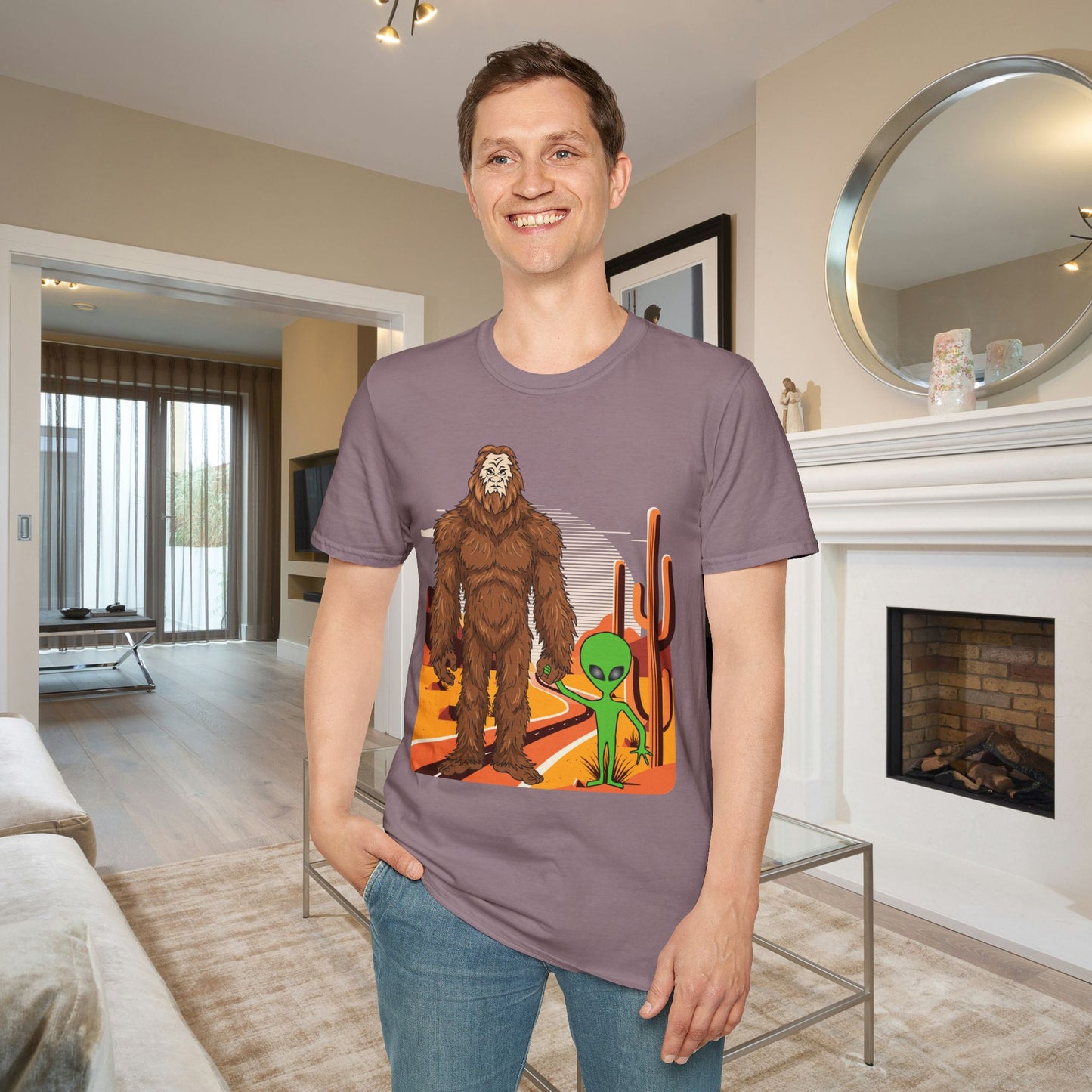 Bigfoot & Alien Adult T-shirt