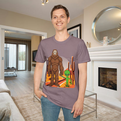 Bigfoot & Alien Adult T-shirt