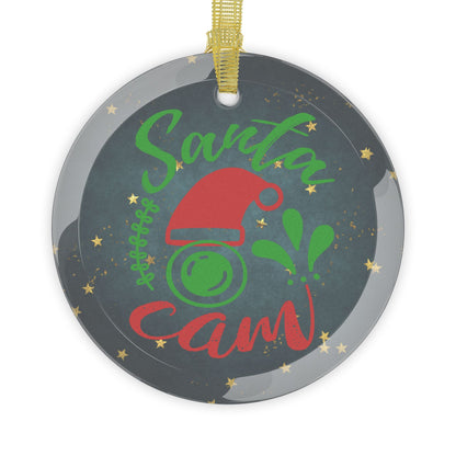 Santa Cam Glass Ornament