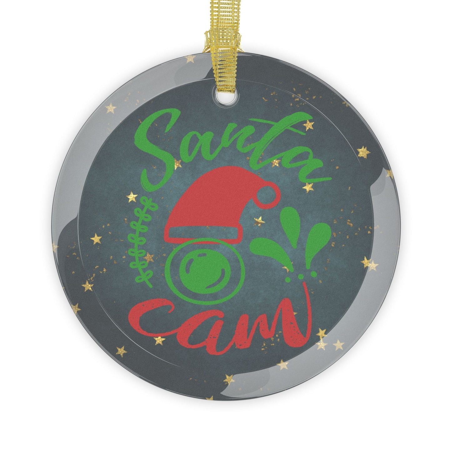 Santa Cam Glass Ornament