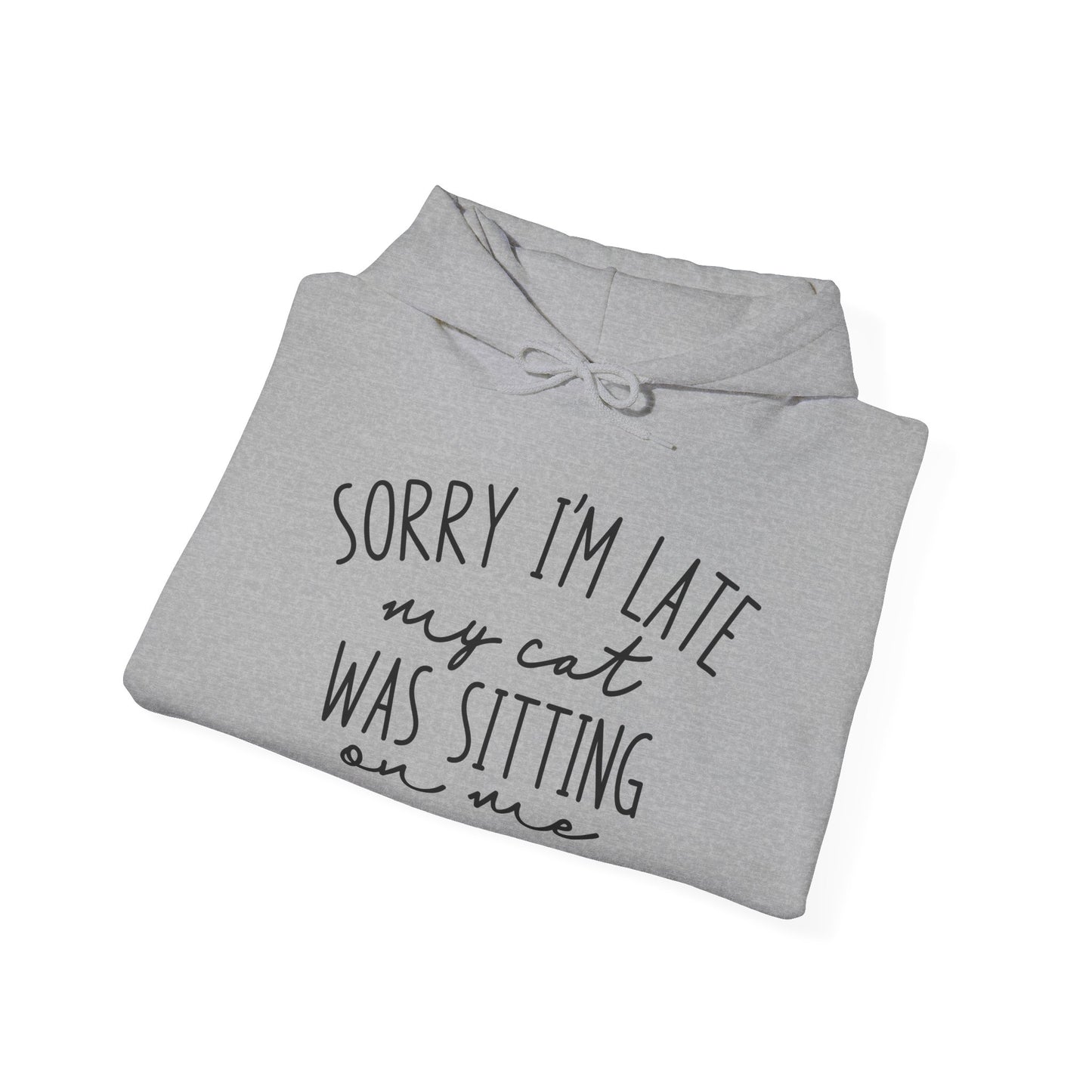 Sorry I'm Late My Cat Was Sitting On Me Heavy Blend™ Hooded Sweatshirt