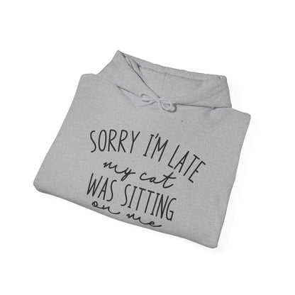 Sorry I'm Late My Cat Was Sitting On Me Heavy Blend™ Hooded Sweatshirt