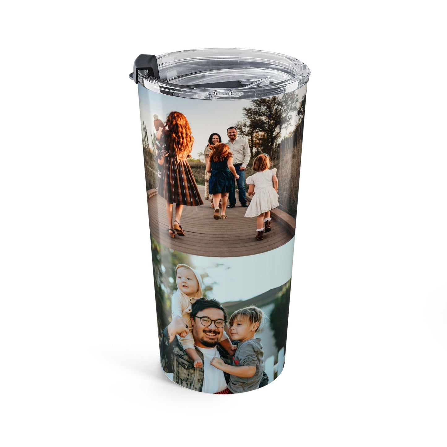 Personalized 3 Photo 20oz Stainless Steel Tumbler – Custom 1 Portrait & 2 Landscape Picture Cup