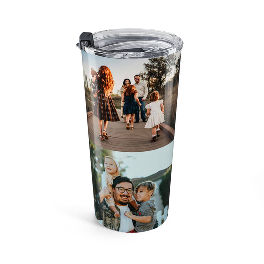 Personalized 3 Photo 20oz Stainless Steel Tumbler – Custom 1 Portrait & 2 Landscape Picture Cup