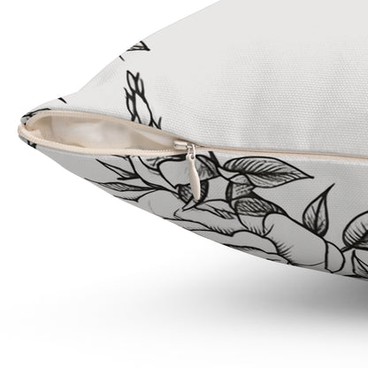 Midnight Rose Sketch Throw Pillow