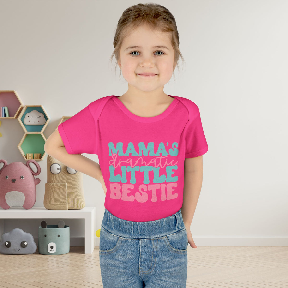 Mama's Dramatic Little Bestie Baby Rib Bodysuit