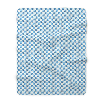 Cozy Blue Checkered Fleece Blanket