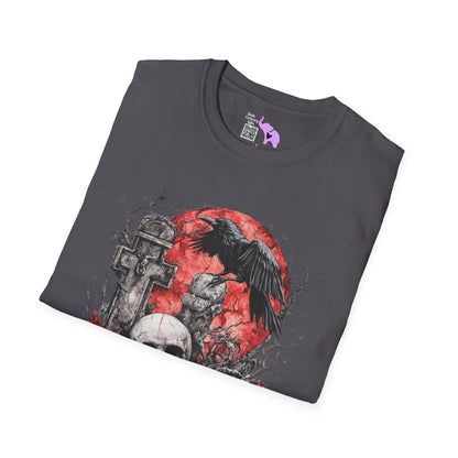 Halloween Graveyard w/Skull Adult T-shirt