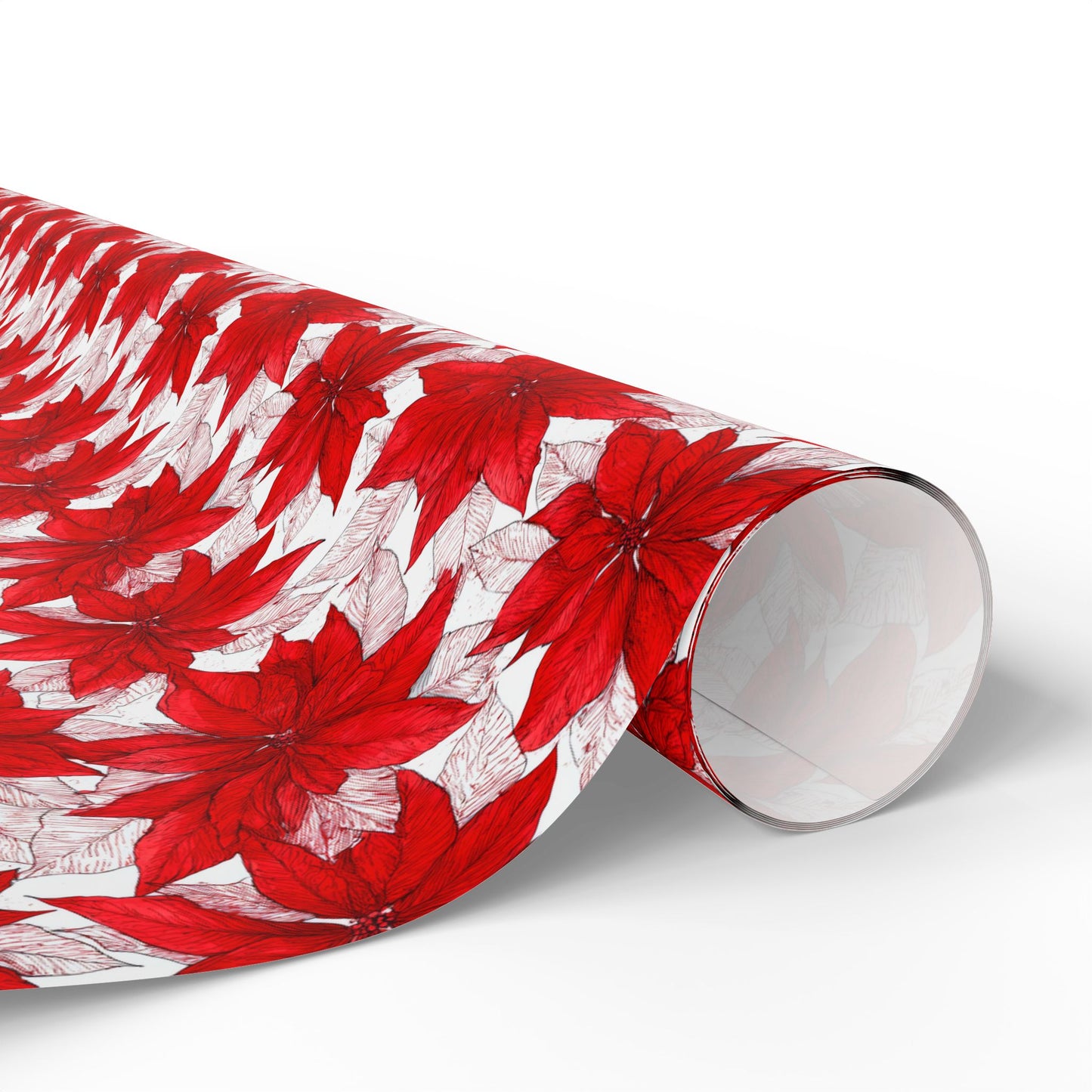 Crimson Poinsettia Sketch Wrapping Paper