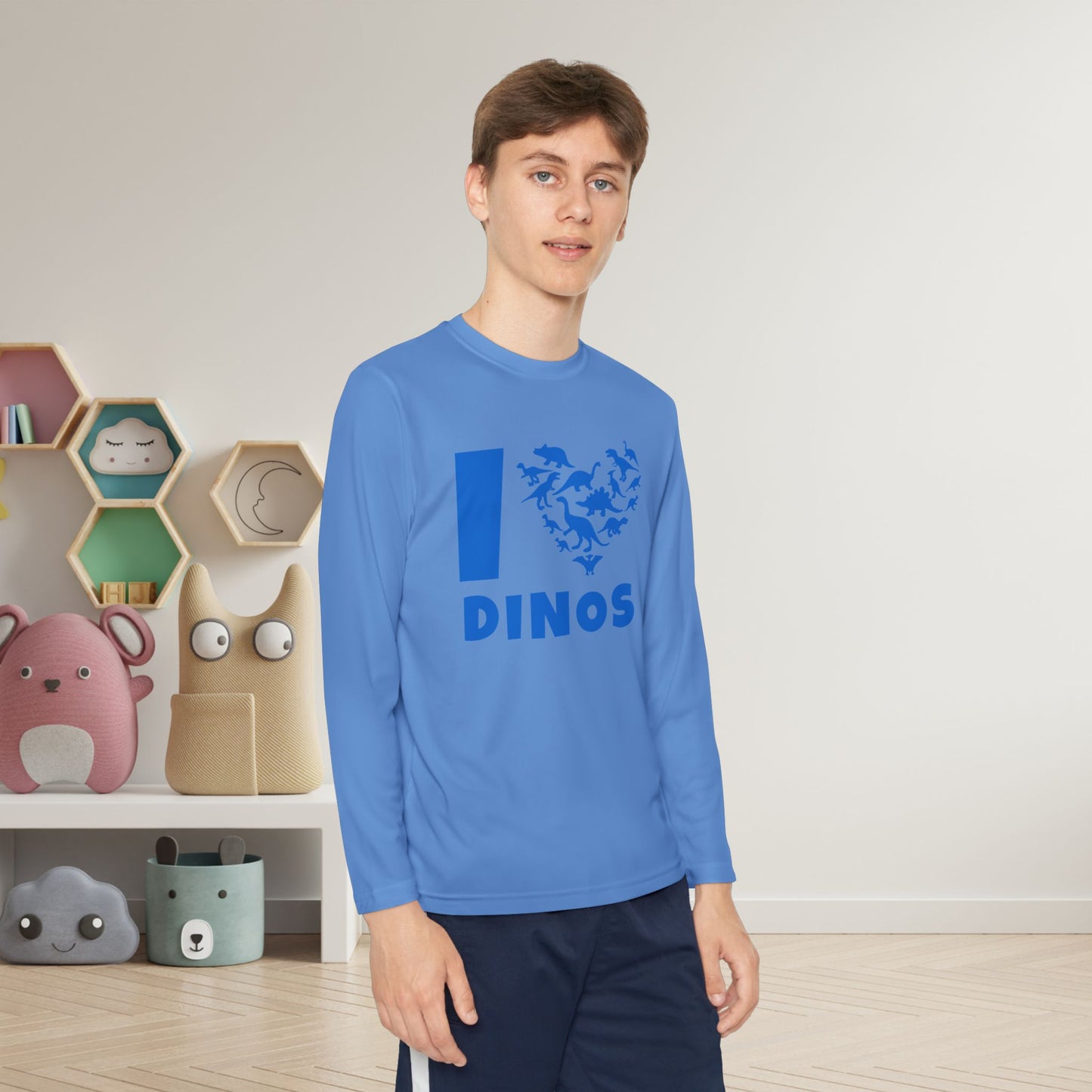 I Love Dinos (Dino Heart) Youth Long Sleeve Tee