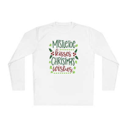 Mistletoe Kisses Christmas Wishes Adult Long Sleeve Tee