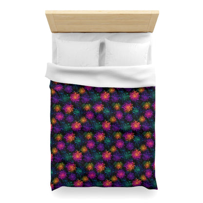 Neon Lotus Blooms Microfiber Duvet Cover