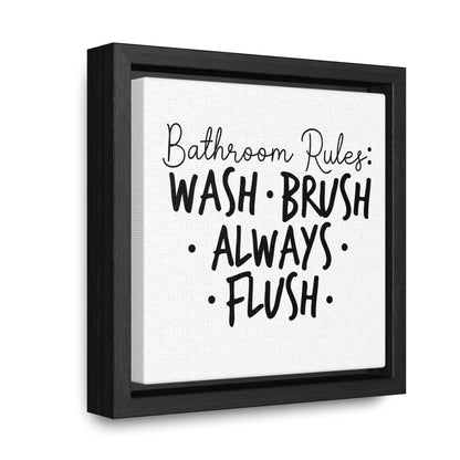 Bathroom Rules 2 Canvas Wraps, Square Frame