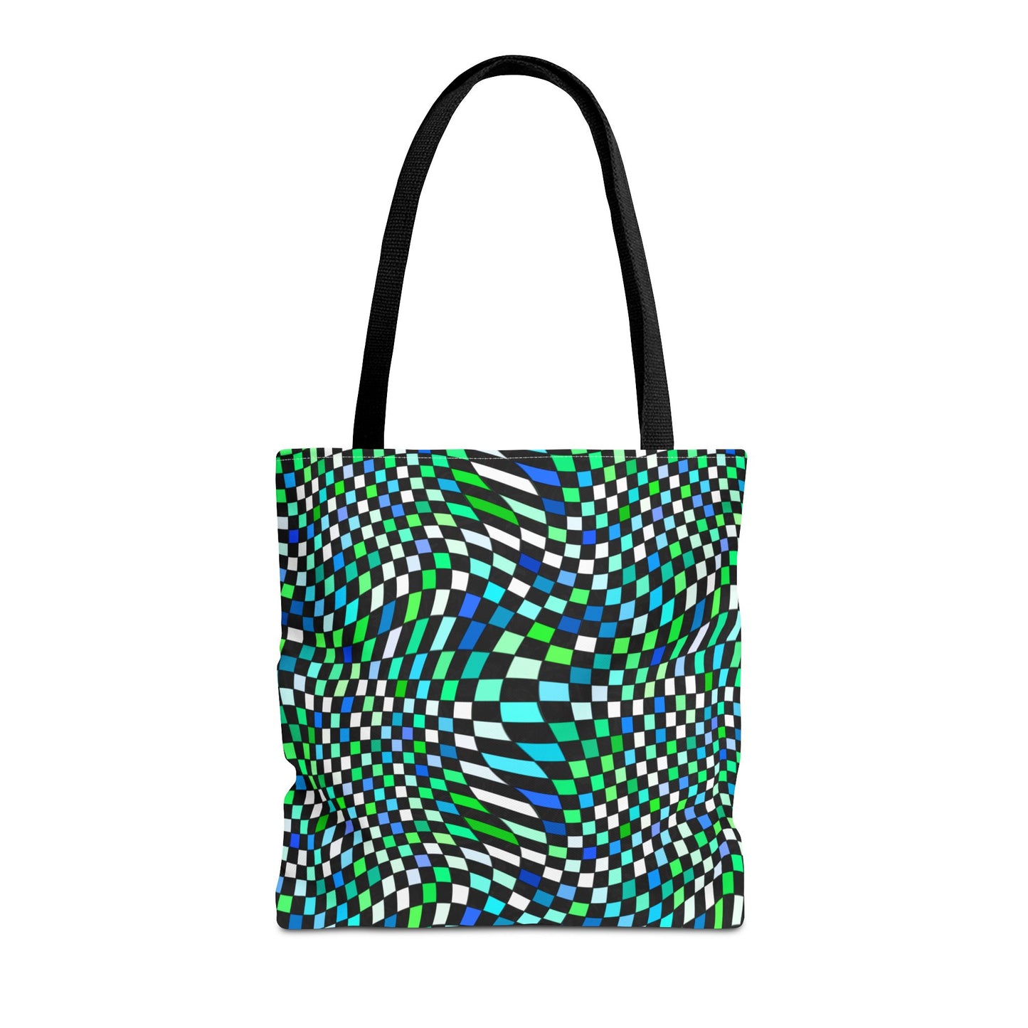 Warped Green Checkered Canvas Tote Bag